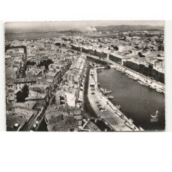 SETE: quai général durand et vue gébnérale vue aérienne 10x15 - très bon état