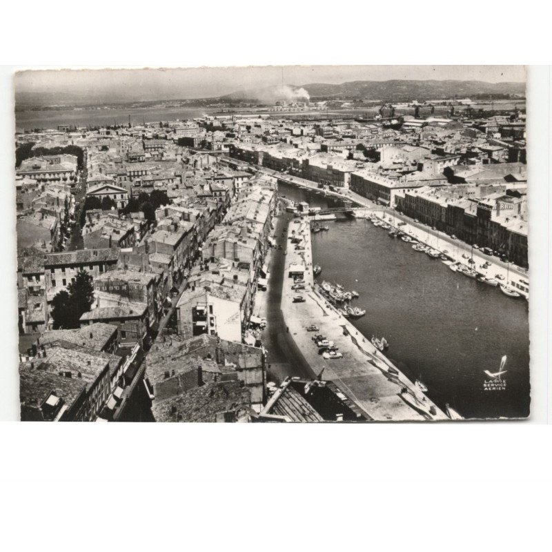 SETE: quai général durand et vue gébnérale vue aérienne 10x15 - très bon état