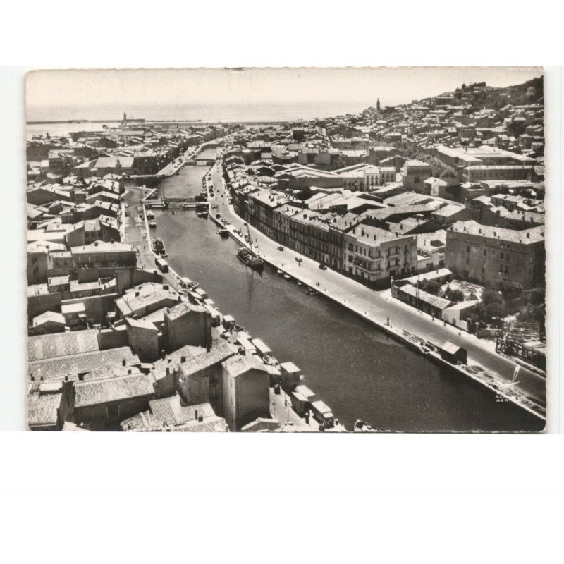 SETE: le canal, les quais et vue générale vue aérienne 10x15 - très bon état