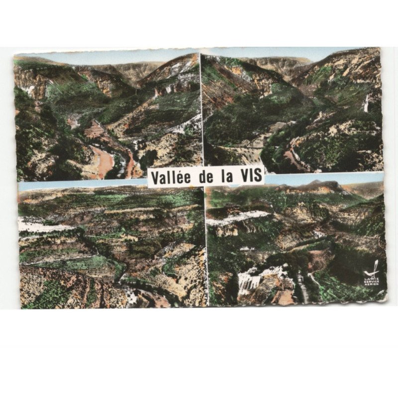 VALLEE-de-la-VIS: pont de saint-laurent gornies l'escourtet le clos vue aérienne 10x15 - très bon état