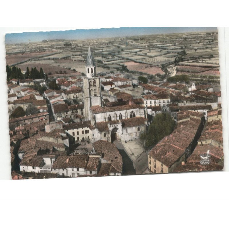 MONTAGNAC: l'église vue aérienne 10x15 - très bon état