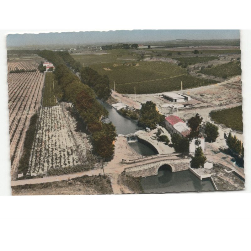 PORTIRAGNES: le canal du midi vue aérienne 10x15 - très bon état