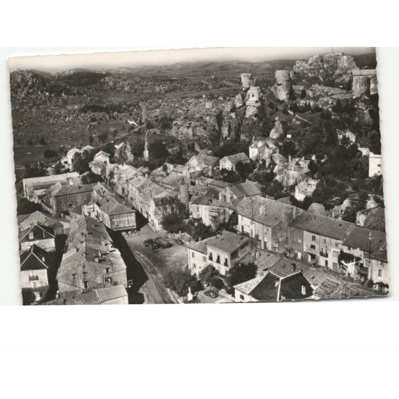 LE CAYLAR: centre ville et roc-castel vue aérienne 10x15 - très bon état