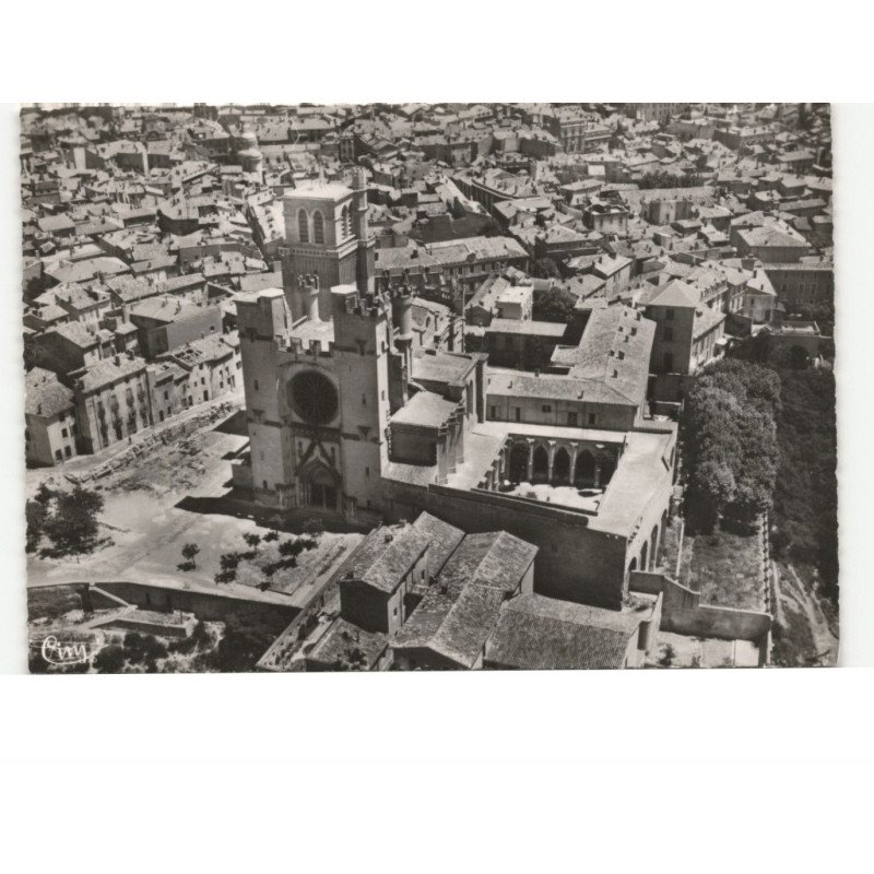 BEZIERS: la cathédrale saint-nazaire vue aérienne 10x15 - très bon état