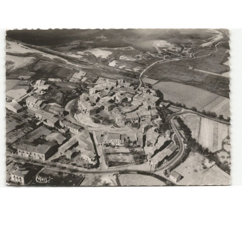 BELARUC-le-VIEUX: le vieux village et l'etang de thau vue aérienne 10x15 - très bon état