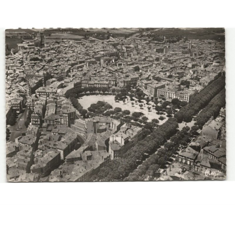 BEZIERS: la place jean-jaurès, ancienne citadelle vue aérienne 10x15 - très bon état