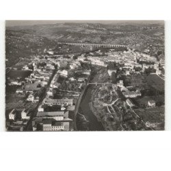 BEDARIEUX: panoramique de la ville l'orb le viaduc, la chaîne des cévennes vue aérienne 10x15 - très bon état