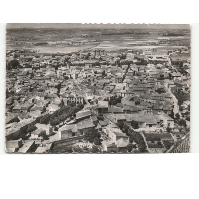 BESSAN: vue générale, le centre, mairie et grande rue vue aérienne 10x15 - très bon état