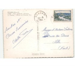 BESSAN: vue générale, le centre, mairie et grande rue vue aérienne 10x15 - très bon état