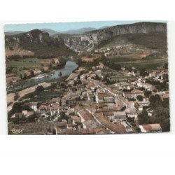 SAINT-BAUZILLE-de-PUTOIS: dans le fond, l'entrée des gorges de l'herault vue aérienne 10x15 - très bon état