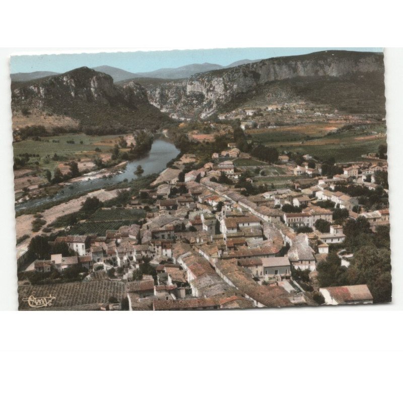 SAINT-BAUZILLE-de-PUTOIS: dans le fond, l'entrée des gorges de l'herault vue aérienne 10x15 - très bon état