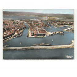 SETE: vue générale du port et la ville vue aérienne 10x15 - très bon état