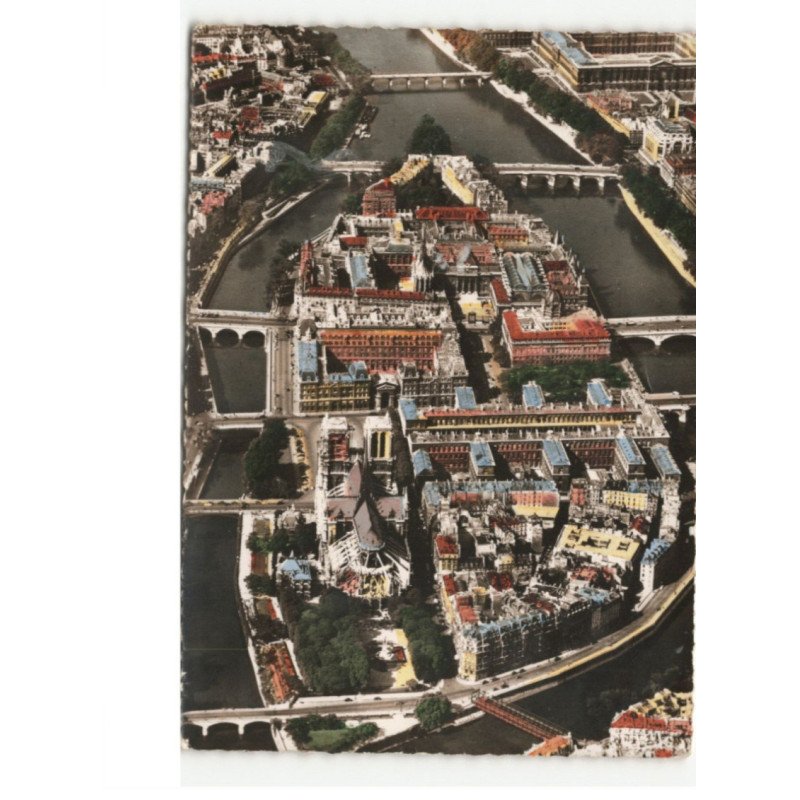 PARIS: l'ile de la cité vue aérienne 10x15 - très bon état