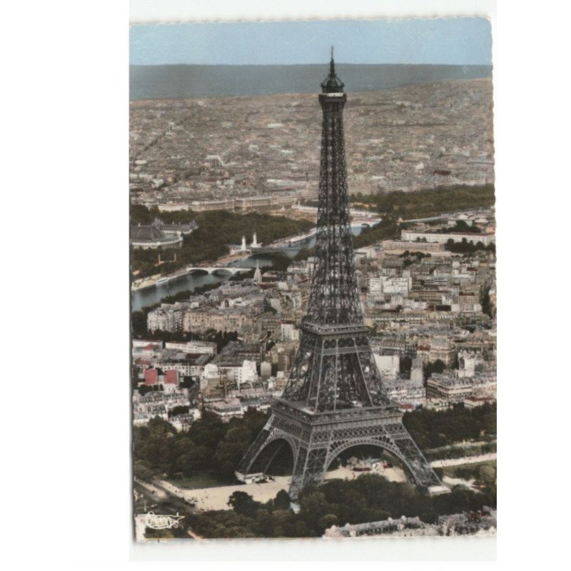 PARIS: la tour eiffel, vue panoramique vue aérienne 10x15 - très bon état