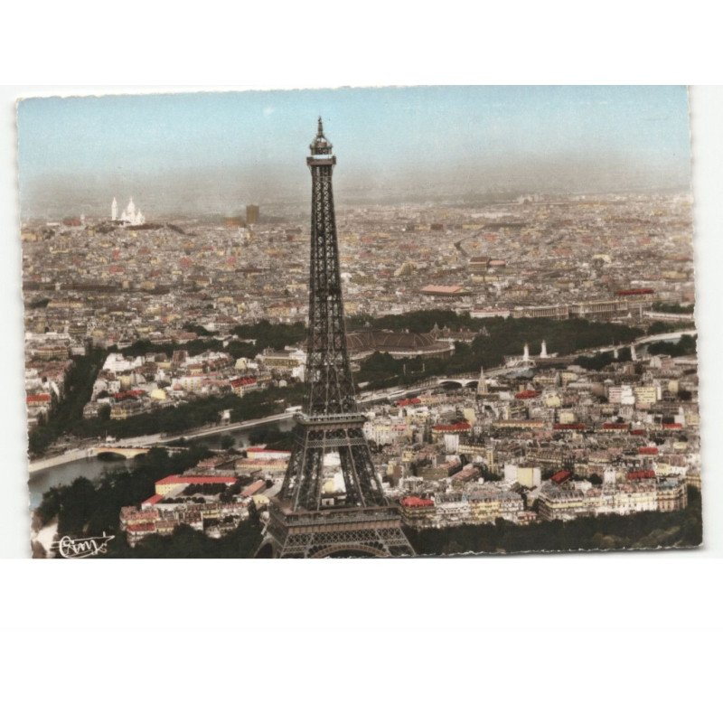 PARIS: la tour eiffel vue aérienne 10x15 - très bon état
