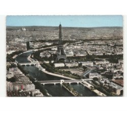 PARIS: la seine et la tour eiffel vue aérienne 10x15 - très bon état