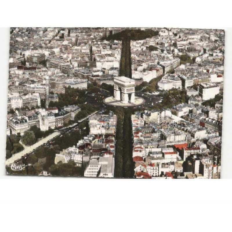 PARIS: l'étoile et l'arc de triomphe vue aérienne 10x15 - très bon état