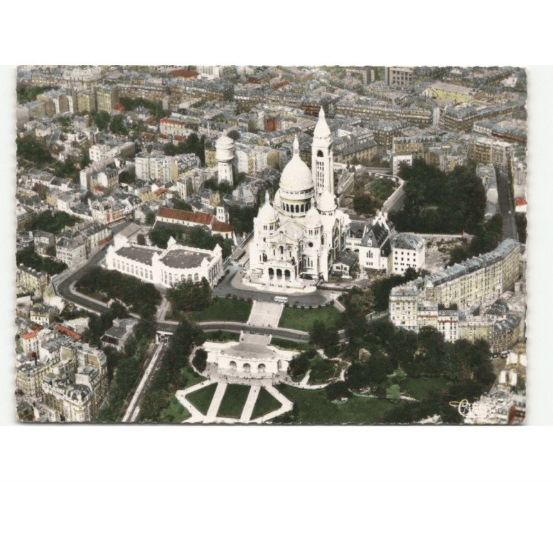 PARIS: le sacre-coeur, les jardins vue aérienne 10x15 - très bon état
