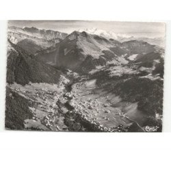 MORZINE: sports d'hiver, vue panoramique, la pointe de nion et le mont-blanc vue aérienne 10x15 - très bon état