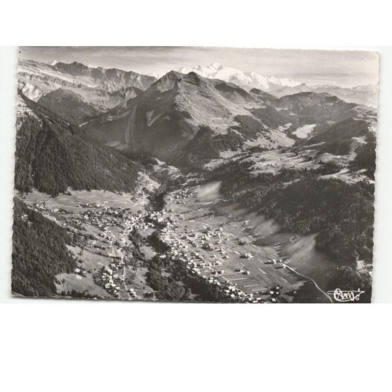MORZINE: sports d'hiver, vue panoramique, la pointe de nion et le mont-blanc vue aérienne 10x15 - très bon état