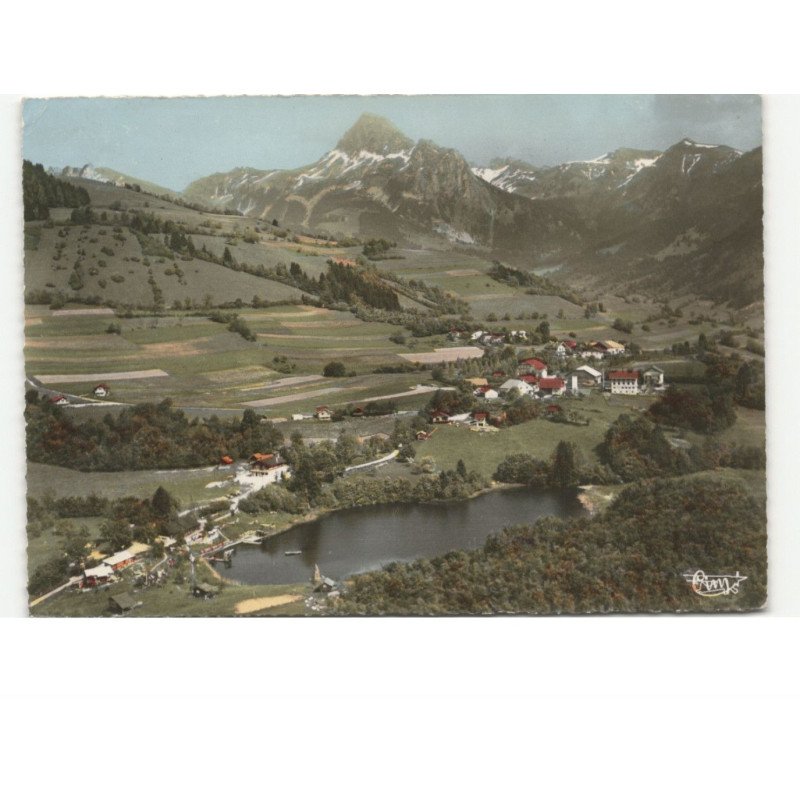 LA BEUNAZ: au 1er plan, le lac de la beunaz, au fond, la dent d'oche vue aérienne 10x15 - état