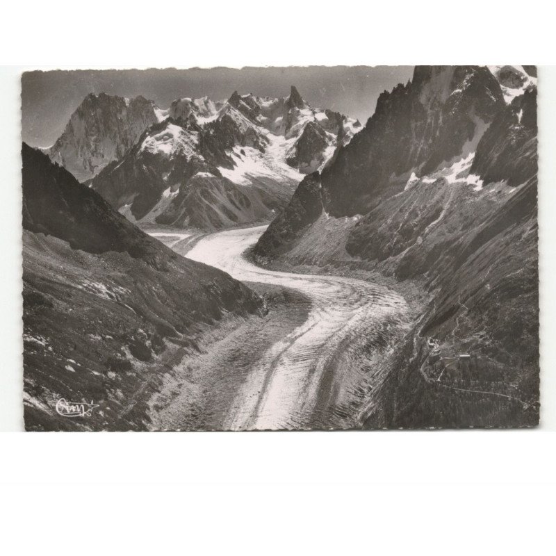 CHAMONIX: la mer de glace, mer de glace, vue aérienne 10x15 - très bon état
