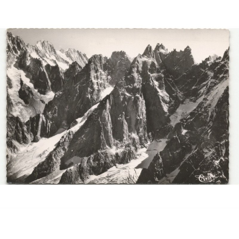 CHAMONIX: aiguilles de blaitière et des grands charmoz vue aérienne 10x15 - très bon état
