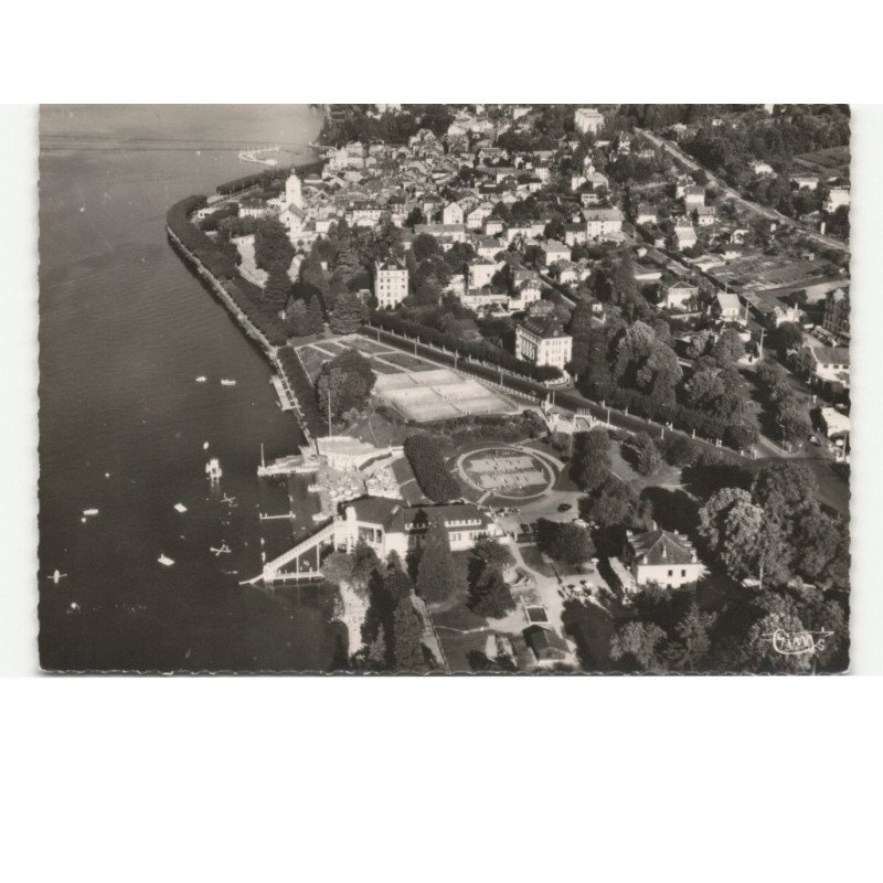 EVIAN-les-BAINS: la plage vue aérienne 10x15 - très bon état