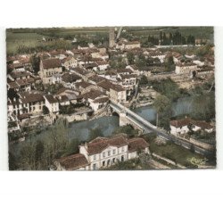 RIEUX-VOLESTRE: vue générale, le pont sur l'arize vue aérienne 10x15 - très bon état