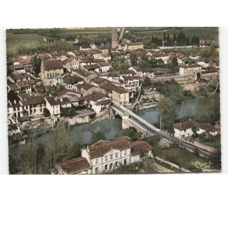 RIEUX-VOLESTRE: vue générale, le pont sur l'arize vue aérienne 10x15 - très bon état