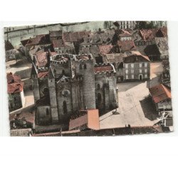 SIMORRE: église fortifiée du XIV siècle façade ouest vue aérienne 10x15 - très bon état