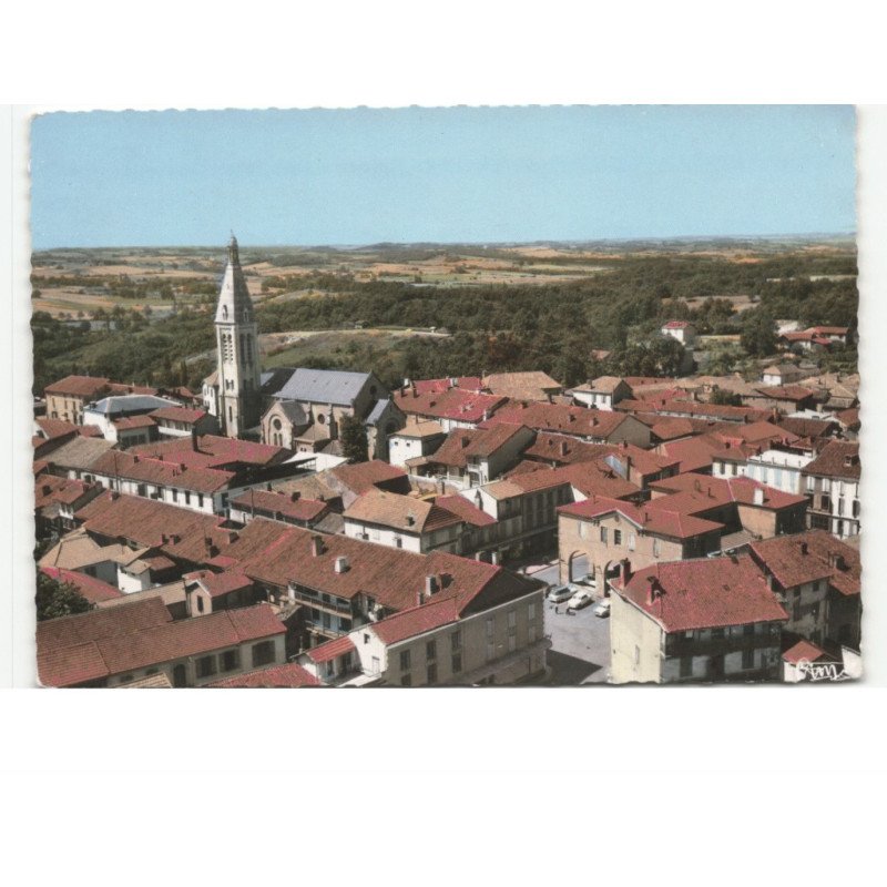 MIELAN: vue générale, la mairie, la place du 8 mai 1945 vue aérienne 10x15 - très bon état