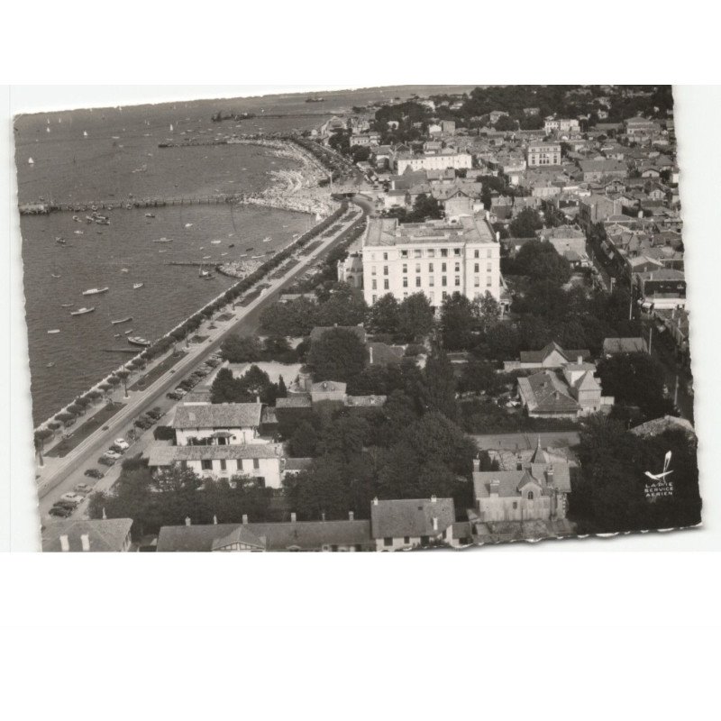 ARCACHON: plage et bd marcel gounouilhon vue aérienne 10x15 - très bon état