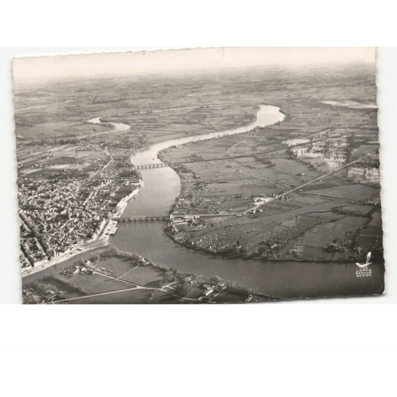 LIBOURNE: l'isle s'y jette dans la dordogne vue aérienne 10x15 - très bon état