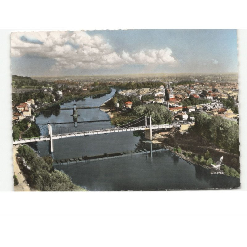 SAINTE-FOY-la-GRANDE: nouveau pont sur la dordogne vue aérienne 10x15 - très bon état
