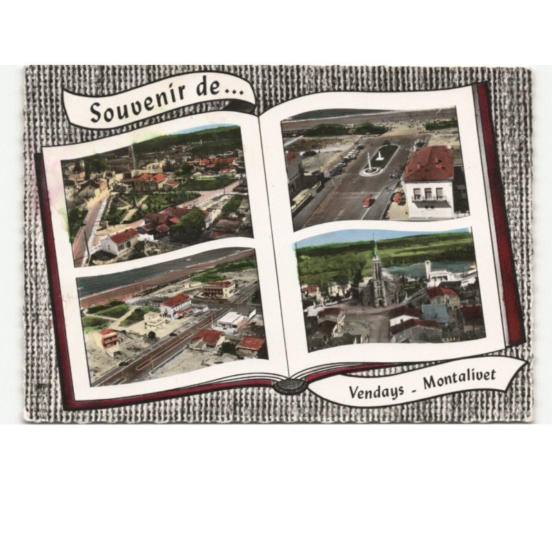 VENDAYS-MONTALIVET: souvenir, 4 vues vue aérienne 10x15 - très bon état