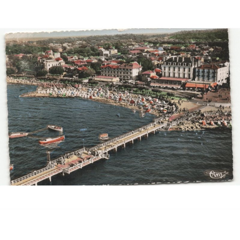 ARCACHON: la plage vue aérienne 10x15 - très bon état