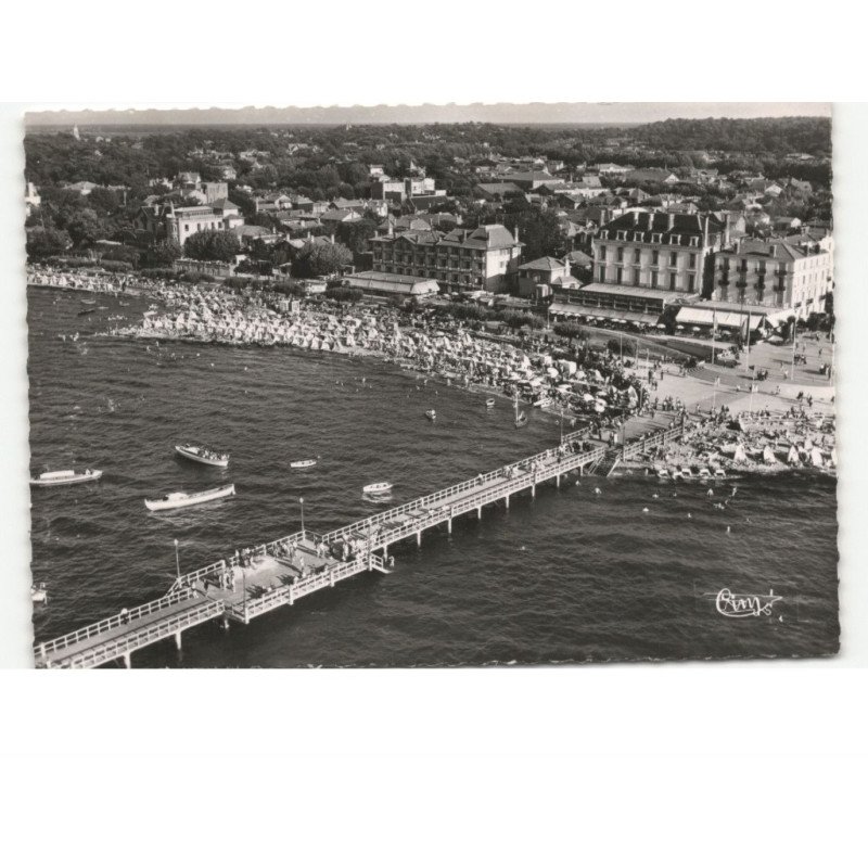 ARCACHON: la plage vue aérienne 10x15 - très bon état
