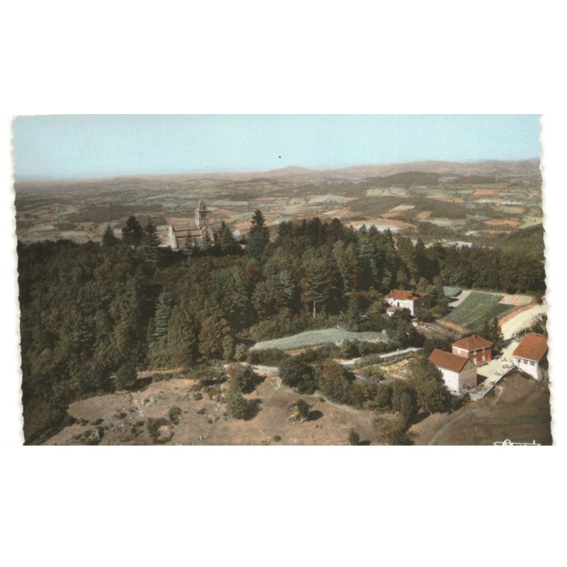MONTAGNE DE DUN: sommet et la chapelle vue aérienne 10X15 - très bon état