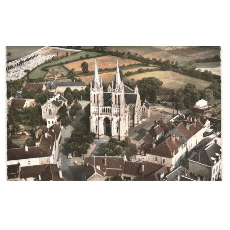 BOURBON-LANCY: l'église vue aérienne 10X15 - très bon état