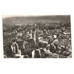 BOURBON-LANCY: l'église et la rue du docteur-pain vue aérienne 10X15 - très bon état