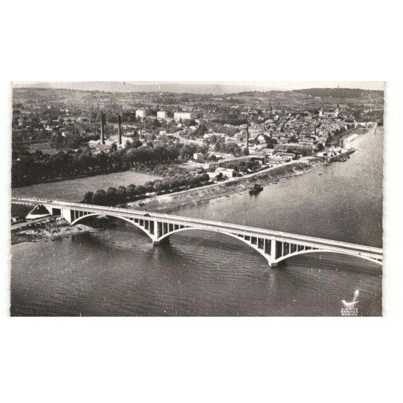 TOURNUS: le pont route des alpes, le terrain de camping nationale N°75 vue aérienne 10X15 - très bon état