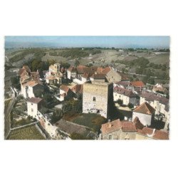 SEMUR-en-BRIONNAIS: le donjon du vieux château et l'église XIIe siècle vue aérienne 10X15 - très bon état