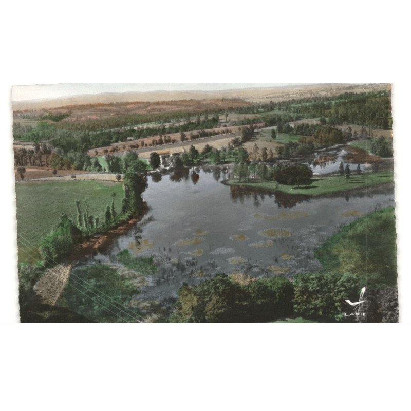 PRIVEZAC: l'étang vue aérienne 10X15 - très bon état
