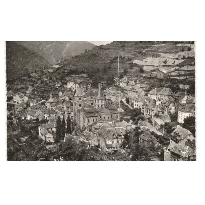 CONQUES: vue d'ensemble vue aérienne 10X15 - très bon état