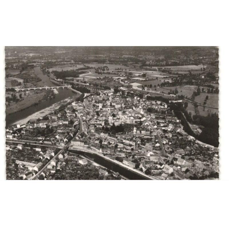 DIGOIN: vue panoramique sur la ville, le canal et la loire vue aérienne 10X15 - très bon état