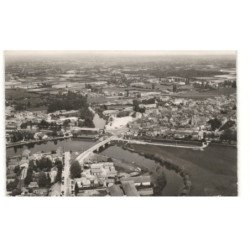 LOUHANS: les ponts sur la seille vue aérienne 10X15 - état (timbre arraché)
