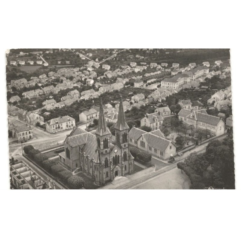 LE CREUSOT: église saint-henri et son quartier vue aérienne 10X15 - très bon état