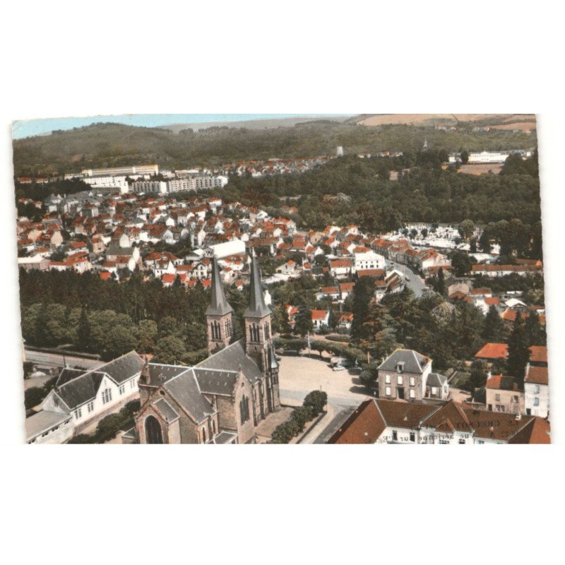 LE CREUSOT: l'église saint-henry vue aérienne 10X15 - très bon état