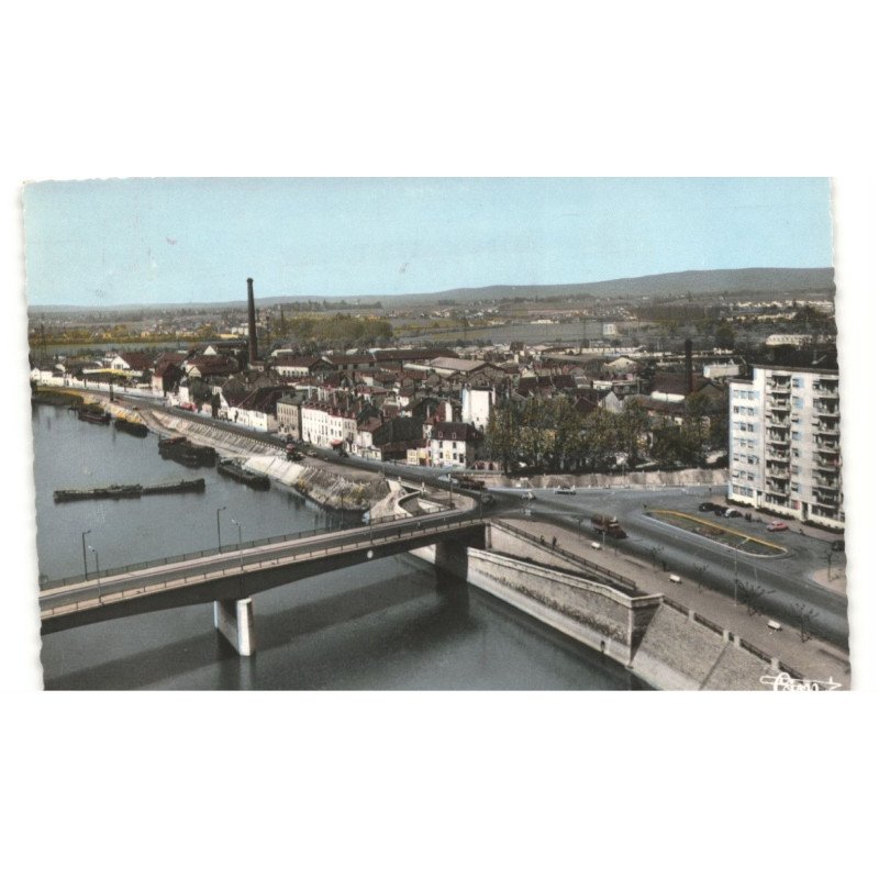 CHALON-sur-SAONE: quai de la saône vue aérienne 10X15 - très bon état
